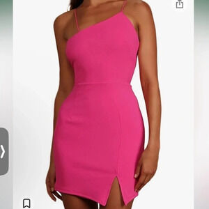 Hot Pink Asymmetrical Mini Dress – NWT, Size Small (4–6)